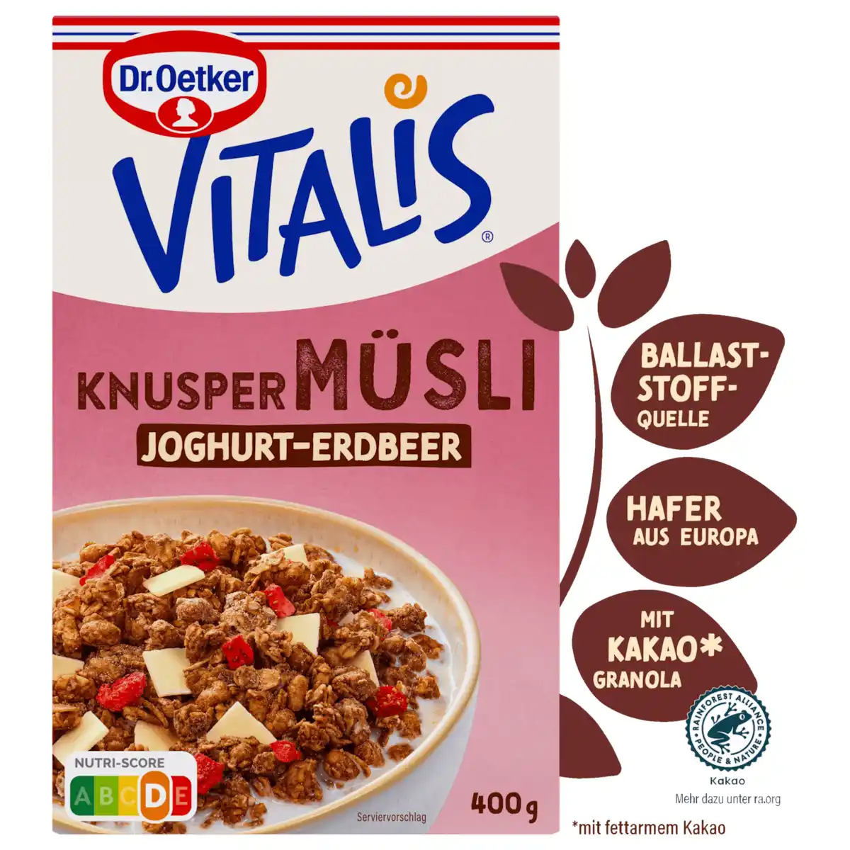 Bild 1 von Dr. Oetker Vitalis Knusper Joghurt-Erdbeer 400g