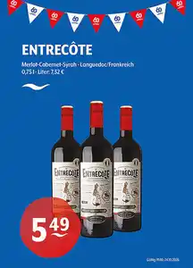 ENTRECÔTE Merlot-Cabernet-Syrah Languedoc/Frankreich