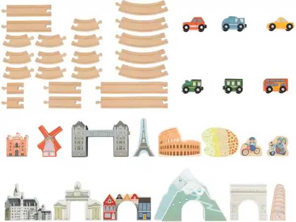 Bild 2 von LUPILU® Holz XL-Eisenbahnset »Europa- und Weltreise«