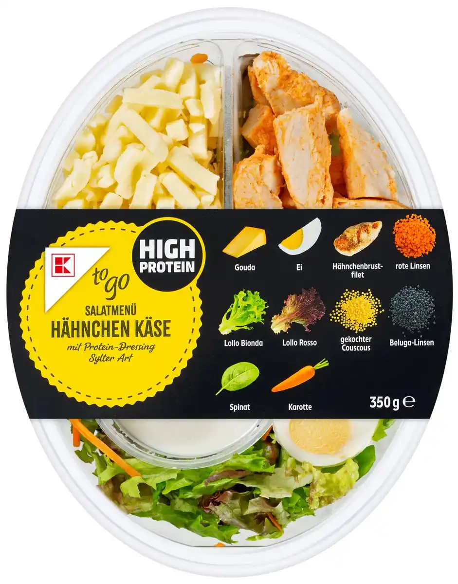 Bild 1 von K-TO GO, High-Protein-Salatmenü, 350-g-Schale