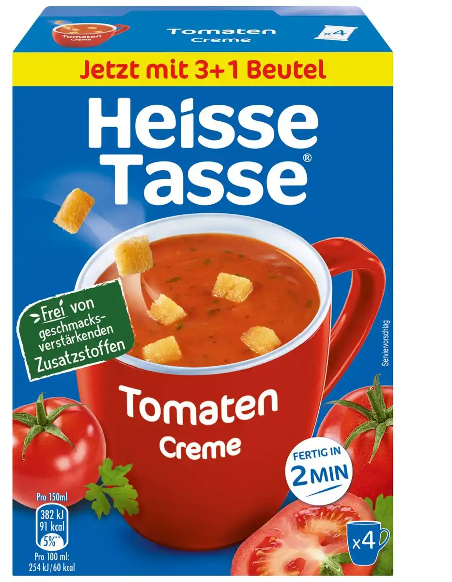 Bild 1 von HEISSE TASSE Suppensnack, 4 St. = 48 - 87-g-Packg.