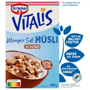Dr. Oetker Vitalis Weniger Süß Schoko Müsli 450g