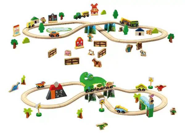 Bild 3 von LUPILU® Holzeisenbahn-Set Farm / Holzeisenbahn-Set Dinosaurier