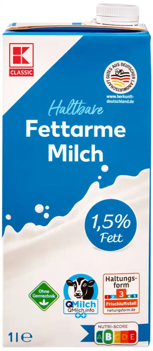 Bild 1 von K-CLASSIC Fettarme H-Milch, 1-l-Packg.