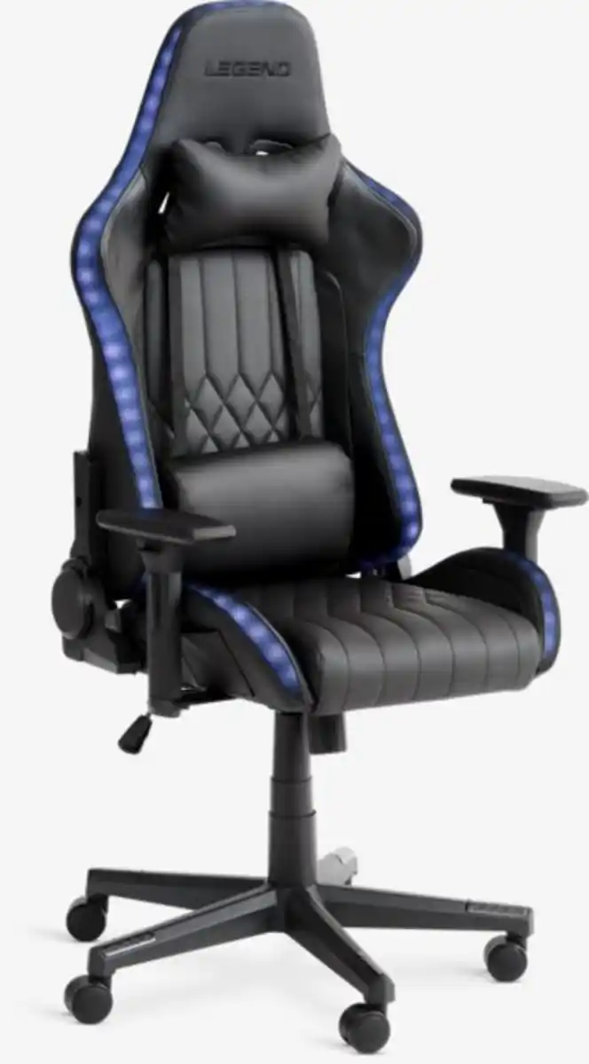 Bild 1 von Gaming-Stuhl RANUM mit LED Kunstleder schwarz/schwarz