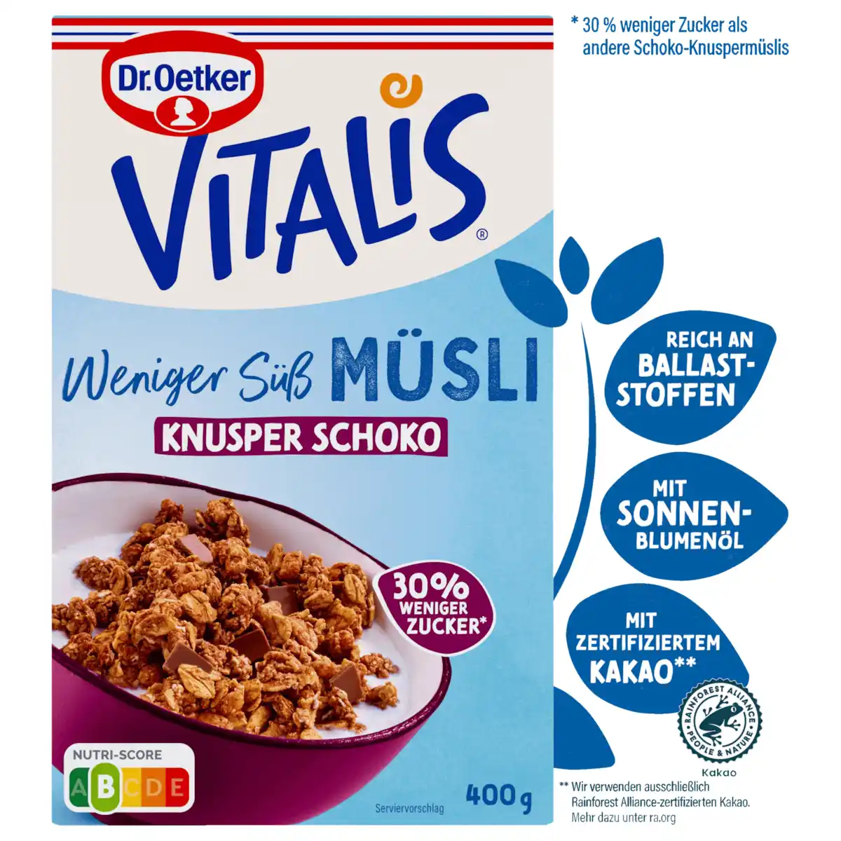 Bild 1 von Vitalis Müsli Knusper Schoko weniger süß 400g