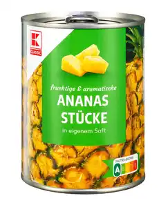 K-CLASSIC Ananas-Stücke in eigenem Saft, 560-g-Dose