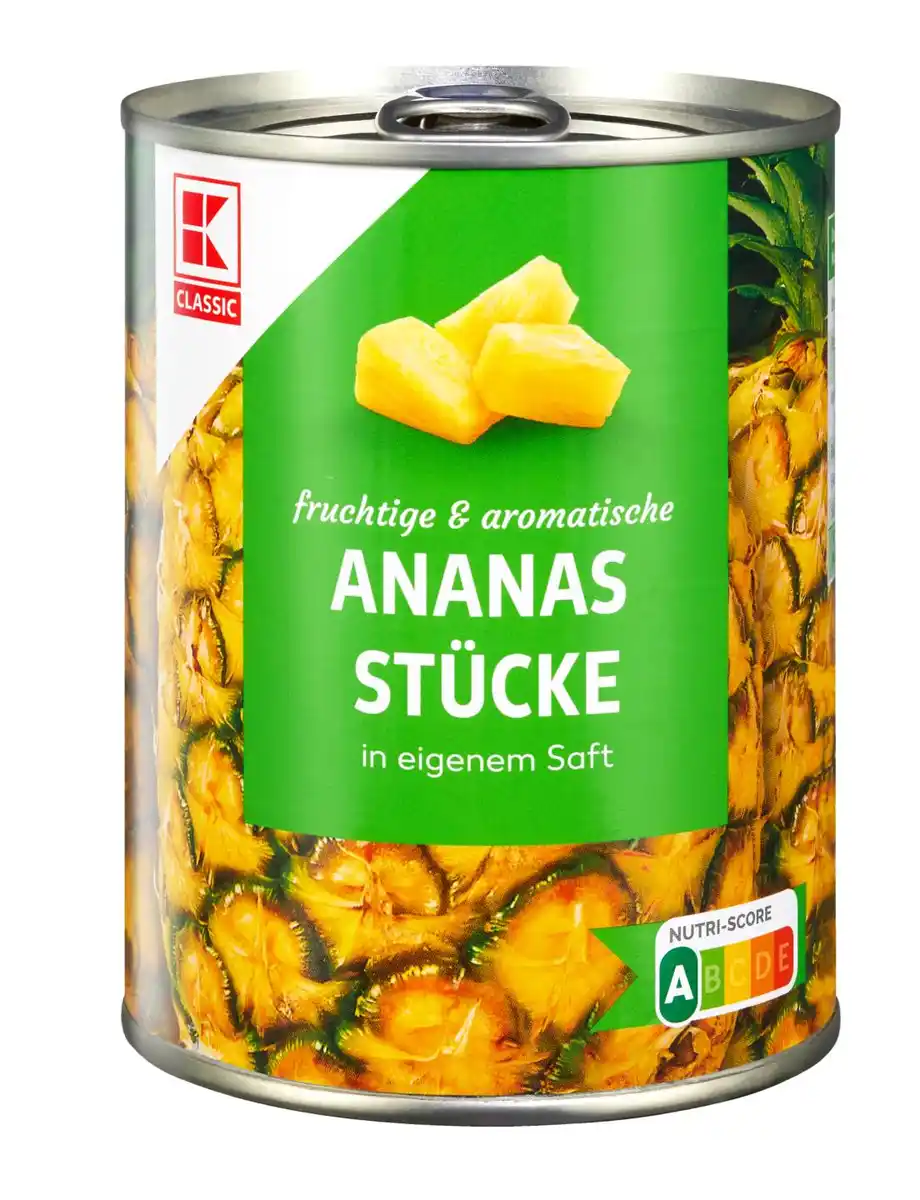 Bild 1 von K-CLASSIC Ananas-Stücke in eigenem Saft, 560-g-Dose