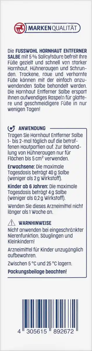 Bild 2 von FUSSWOHL Fusswohl Hornhaut Entferner Salbe