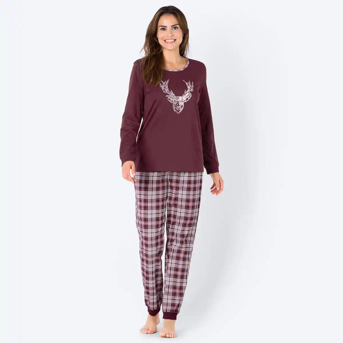 Bild 1 von Damen-Schlafanzug mit Hirsch-Motiv, 2-teilig