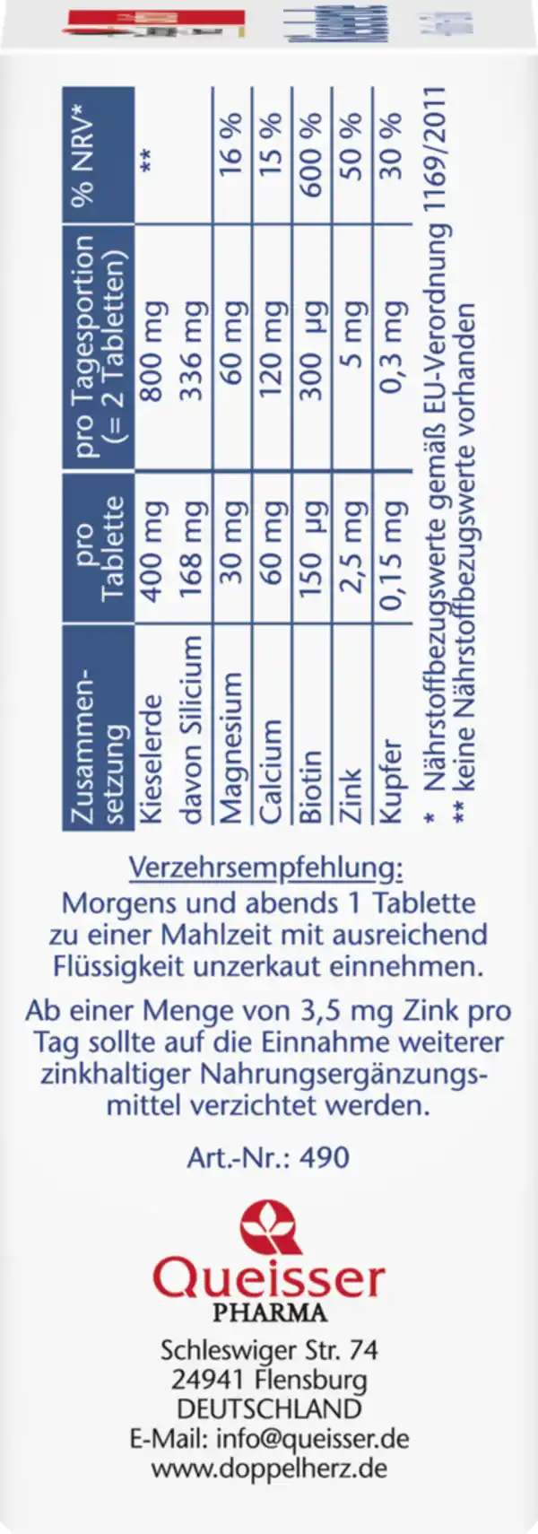 Bild 3 von Doppelherz aktiv Kieselerde + Biotin + Zink