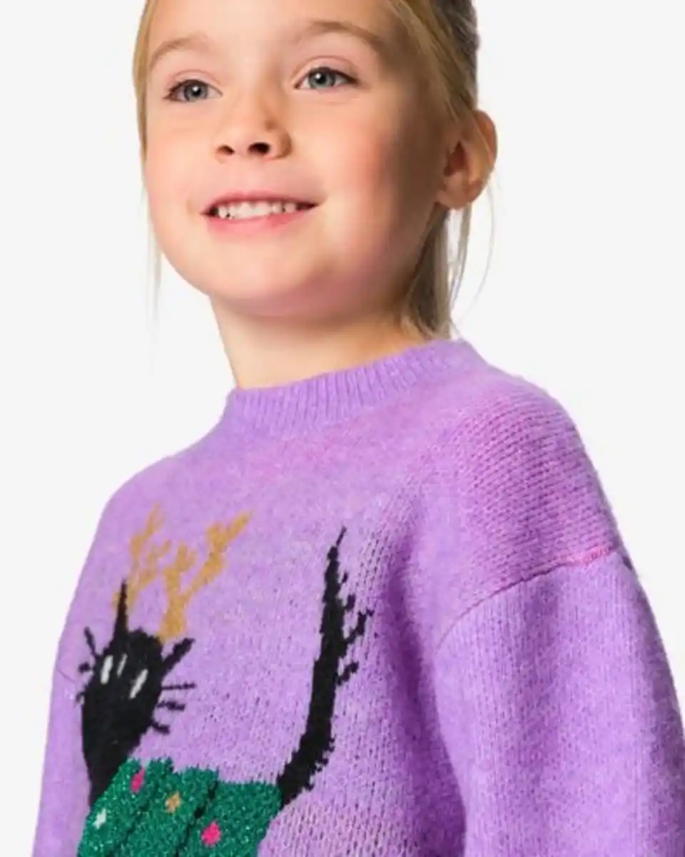 Bild 4 von Siepie Kinderpullover Grobstrick violett