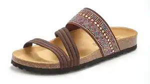 LASCANA Mule, Sandale, offener Schuh, Sommerschuh, Pantolette mit Komfortkorkfußbett aus Leder und elastischen Riemen