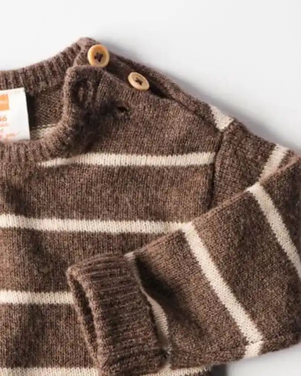 Bild 2 von Newborn-Pullover aus Feinstrick, gestreift braun