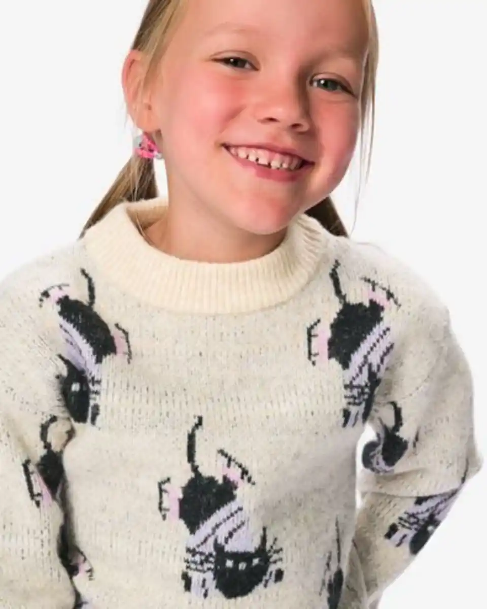 Bild 3 von Siepie Takkie Kinderpullover, Grobstrick, Norwegermuster ecru