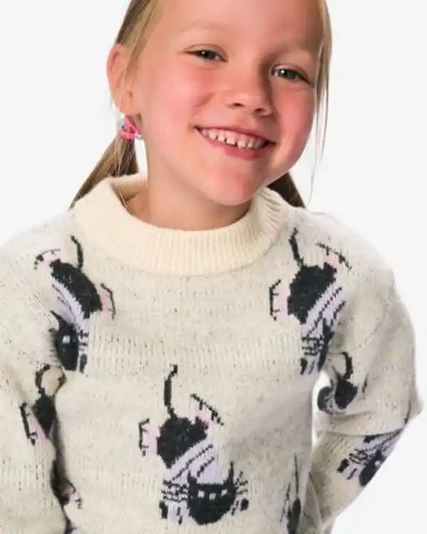 Bild 3 von Siepie Takkie Kinderpullover, Grobstrick, Norwegermuster ecru