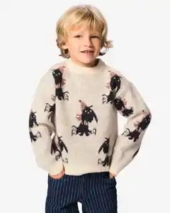 Takkie Kinderpullover aus Grobstrick mit Jacquardmuster ecru