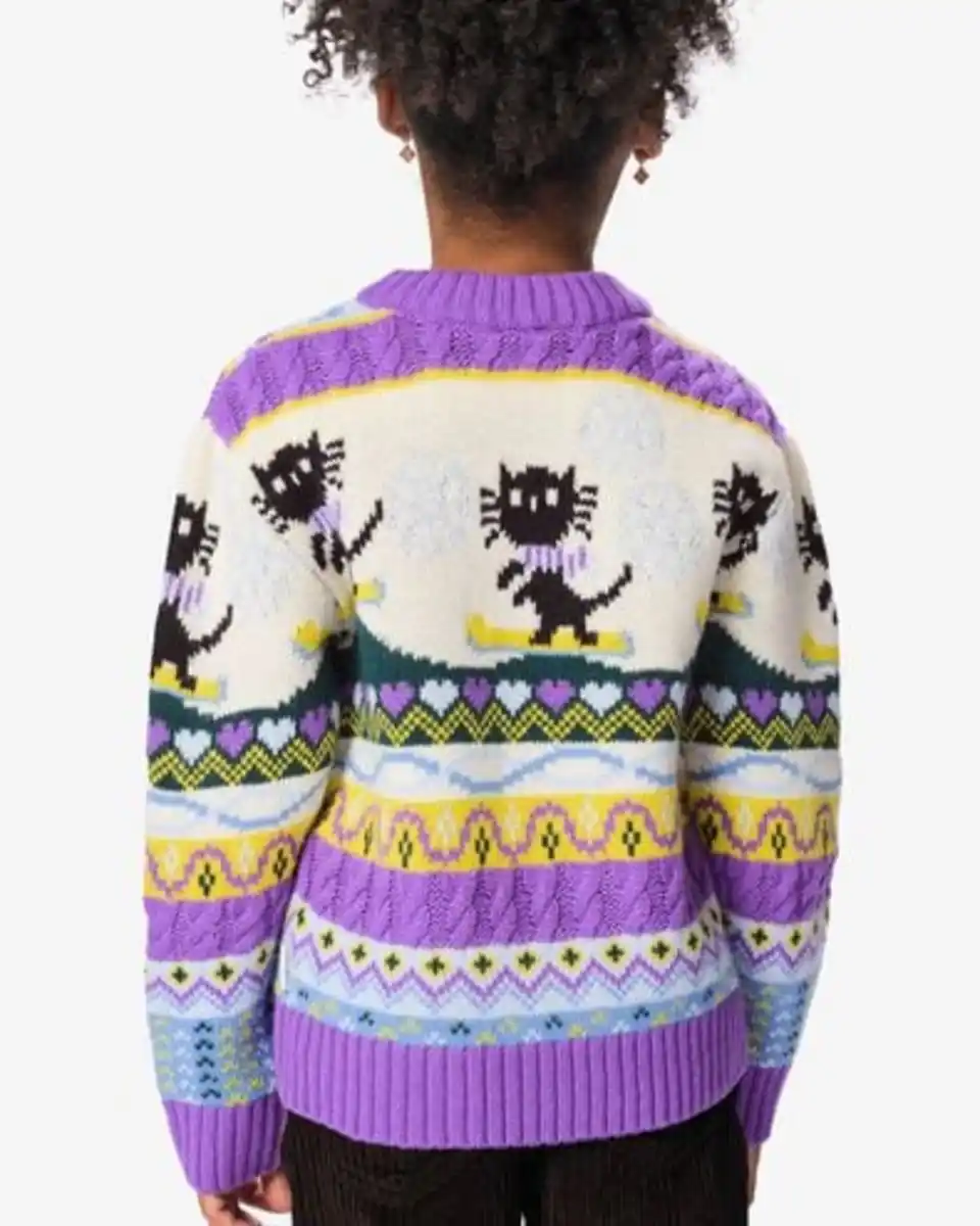 Bild 3 von Siepie und Takkie Kinderpullover, Grobstrick, Norwegermuster ecru