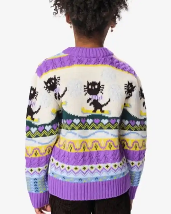 Bild 3 von Siepie und Takkie Kinderpullover, Grobstrick, Norwegermuster ecru