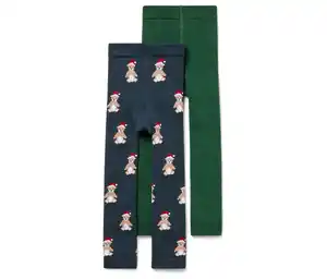 2 Kinder-Frottee-Thermoleggings, Teddybär