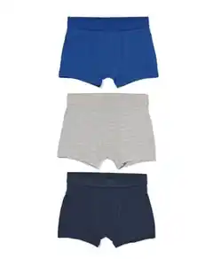 Kinder-Boxershorts, einfarbig – 3 Stück blau