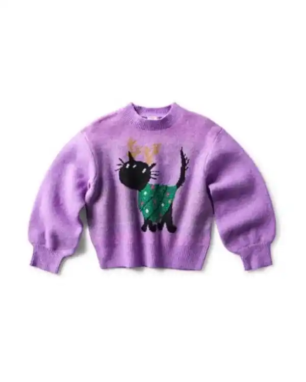 Bild 2 von Siepie Kinderpullover Grobstrick violett