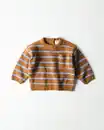 Bild 1 von Babypullover, Feinstrick, gestreift mittelbraun