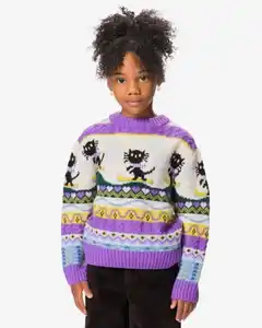 Siepie und Takkie Kinderpullover, Grobstrick, Norwegermuster ecru
