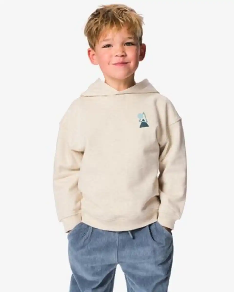 Bild 4 von Kinder-Hoodie, Sweatstoff, Abstrakt sandfarben