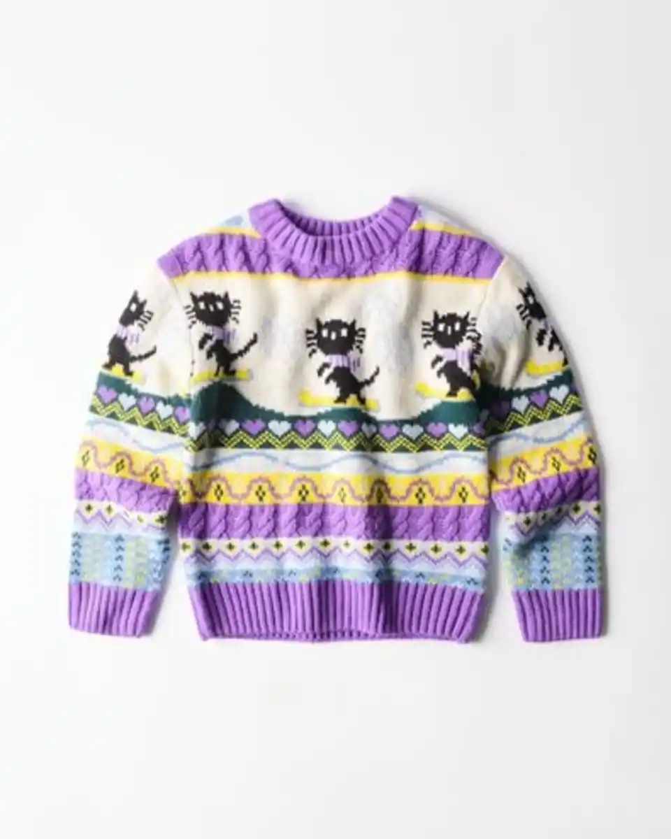 Bild 2 von Siepie und Takkie Kinderpullover, Grobstrick, Norwegermuster ecru