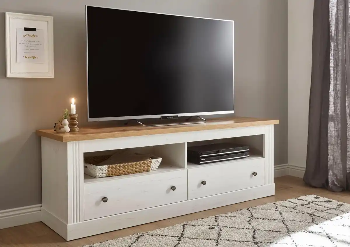 Bild 1 von OTTO home Lowboard Westminster, TV-Unterteil im Landhausstil, Kommode, TV-Schrank, Metallgriffe, viel Stauraum, in 2 Farben & drei Größen erhältlich