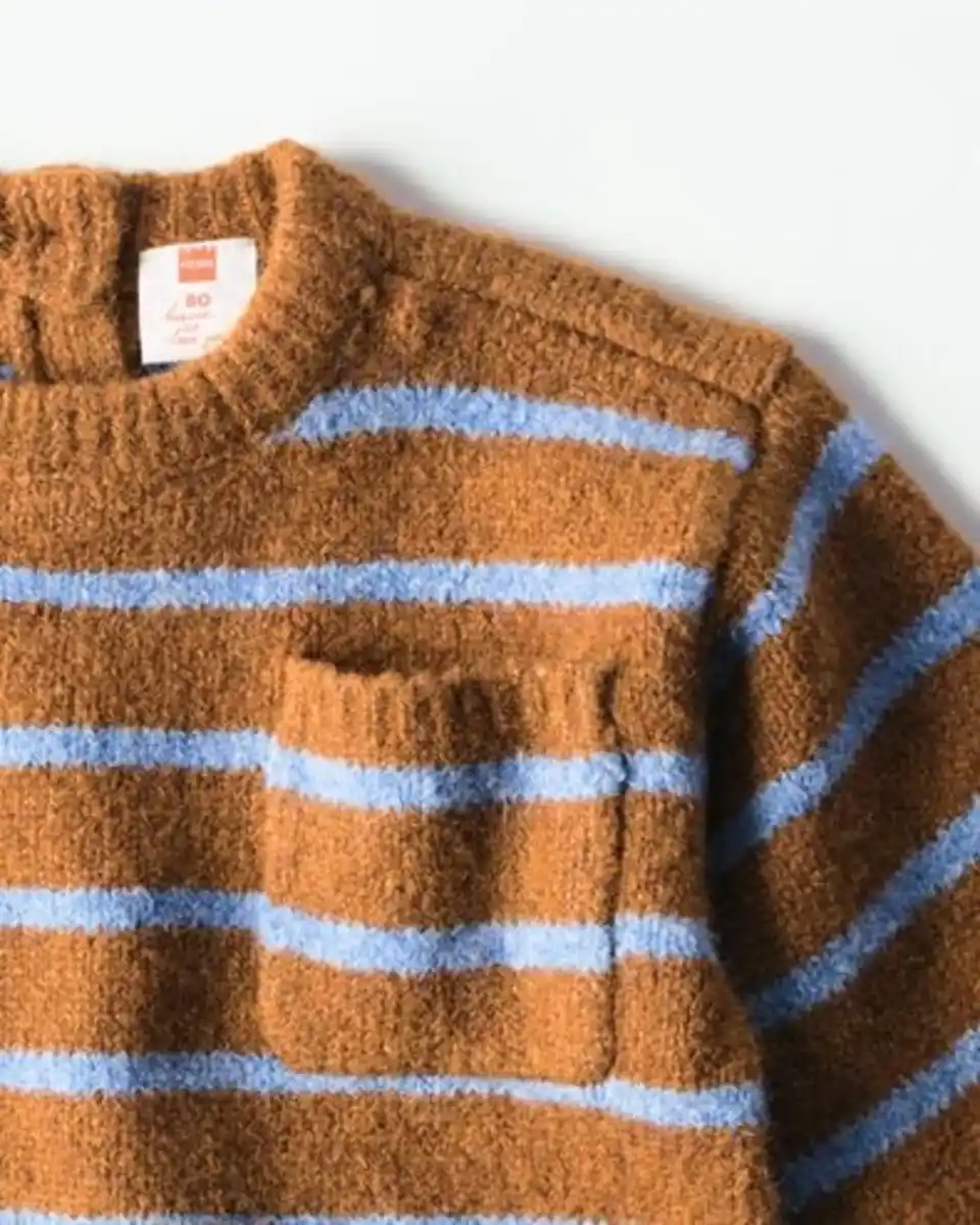 Bild 2 von Babypullover, Feinstrick, gestreift mittelbraun