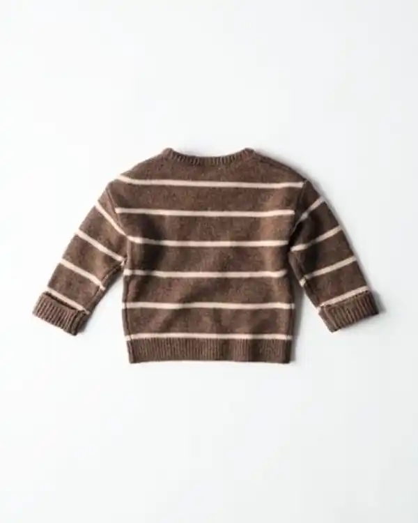 Bild 3 von Newborn-Pullover aus Feinstrick, gestreift braun