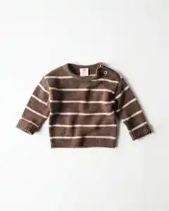 Newborn-Pullover aus Feinstrick, gestreift braun