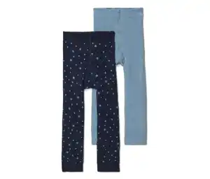 2 Kinder-Frottee-Strickleggings, blau