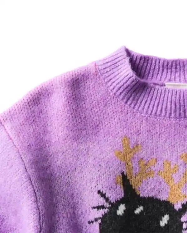 Bild 3 von Siepie Kinderpullover Grobstrick violett