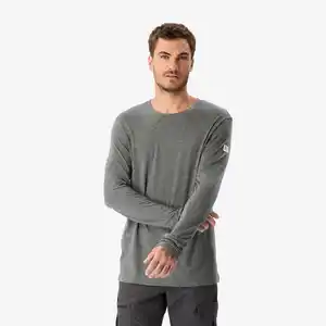 FORCLAZ Funktionsshirt Herren langarm 40 % recycelte Merinowolle - Fresh grau