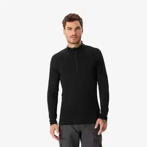 FORCLAZ Merino Funktionsshirt Herren Zip - Resist schwarz