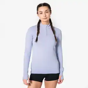 KIPRUN Laufshirt langarm Damen warm 1/2 Reißverschluss - Run Flow helllila