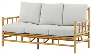Loungesofa Cane Bambus Rattan ca. 180x77 cm, Hellbraun, Creme