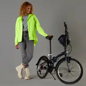 BTWIN FAHRRAD REGENJACKE CITY 120 DAMEN SICHTBARKEIT PSA-ZERTIFIZIERT NEONGELB