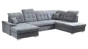Wohnlandschaft grau Schlaffunktion - 330 cm - Bettkasten - NICOLE