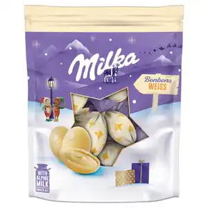 MILKA X-mas Bonbons 90 g, Weiße Schokolade