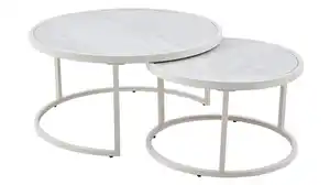Couchtisch 2-er Set Marmoroptik beige - 80 cm - 60 cm - ILLE