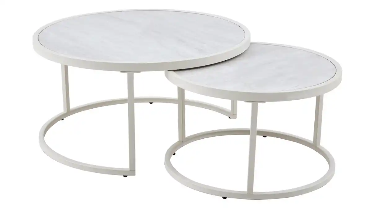 Bild 1 von Couchtisch 2-er Set Marmoroptik beige - 80 cm - 60 cm - ILLE