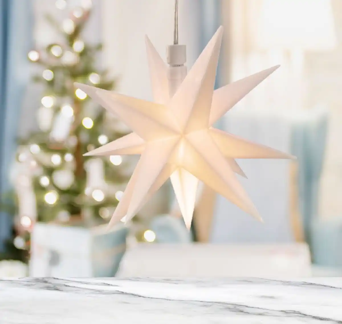 Bild 1 von Weihnachts-LED-Stern in 3D zum Hängen 12cm