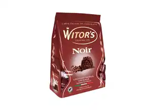 Noir Pralinen dunkle Schokolade mit cremiger Kakaofüllung und karamellisierten gemahlenen Kakaobohnen