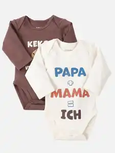 Baby Jungen Sprüche Body im 2er Pack Braun