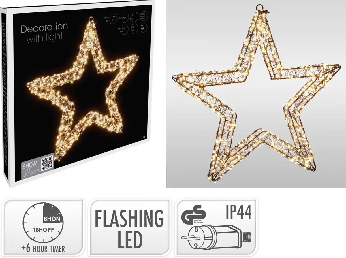 Bild 1 von LED-Metallstern D: ca. 36 cm