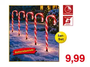 5er-Set LED- Gartenstecker Zuckerstangen